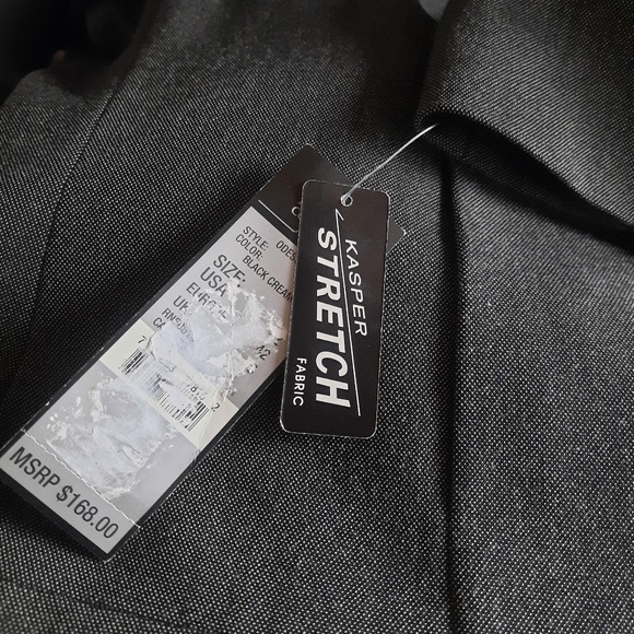 KASPER Collarless Zip Front Cropped Blazer w/Pockets Sz 12 Grey - Picture 9 of 9